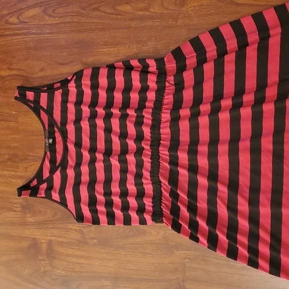 Fever Dress Womens Size XL Sleeveless Slit Stripped Maxi Pink Black - Picture 2 of 11
